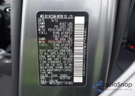 2012 Nissan Juke S from USA, damaged, VIN JN8AF5MV0CT124962